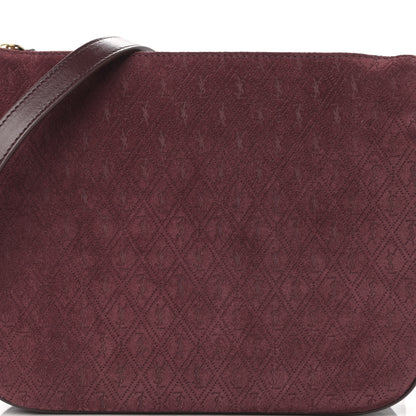 Saint Laurent Suede All-Over Monogram Crossbody Burgundy 8 of 10