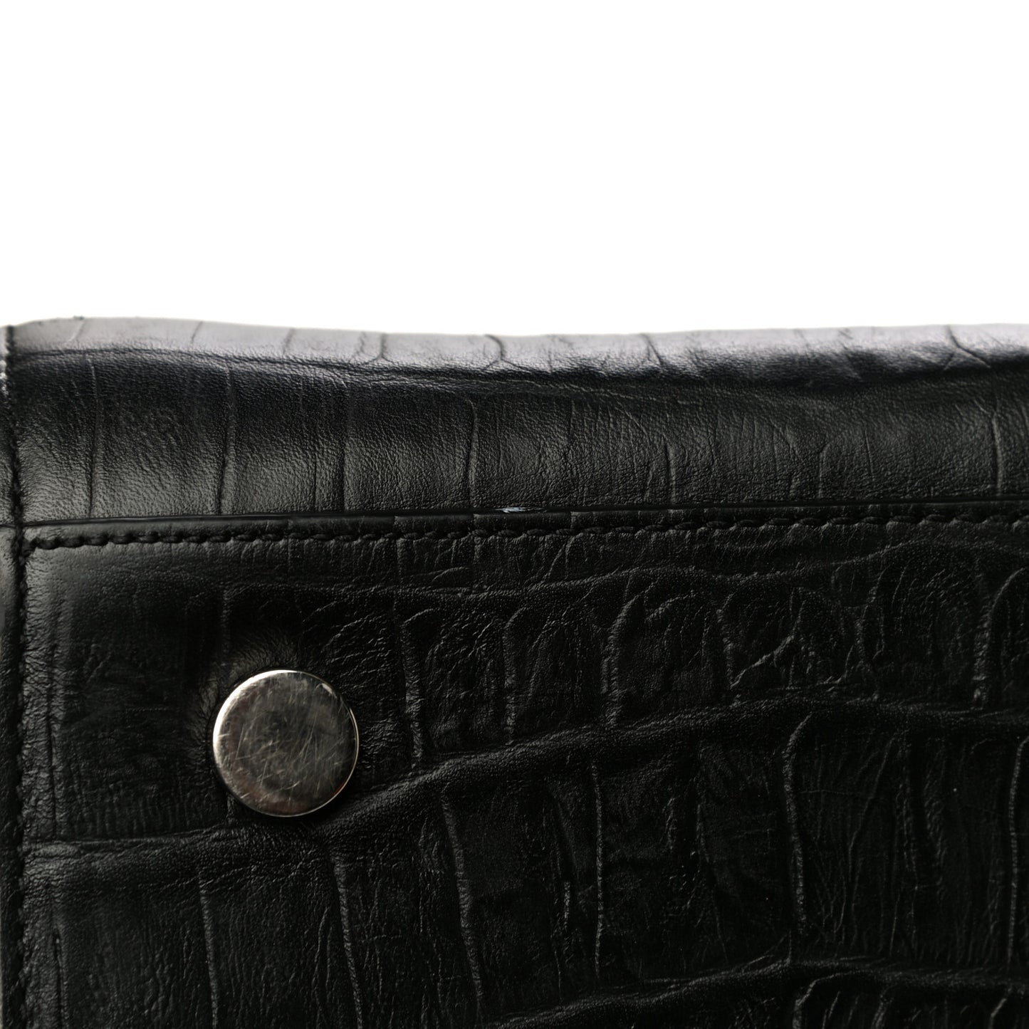 Calfskin Crocodile Embossed Large Sac De Jour Carryall Black