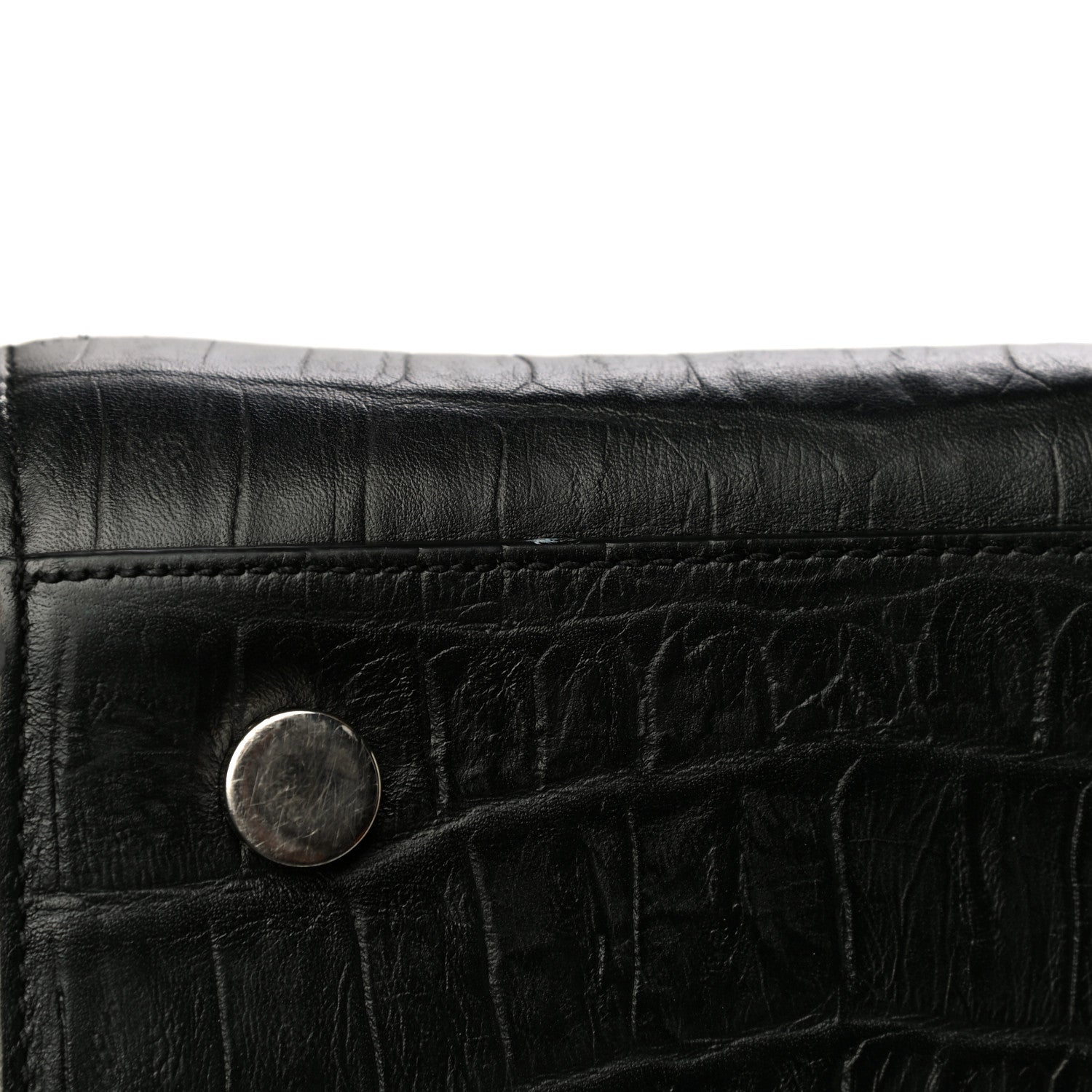 Saint Laurent Calfskin Crocodile Embossed Large Sac De Jour Carryall Black 21 of 25