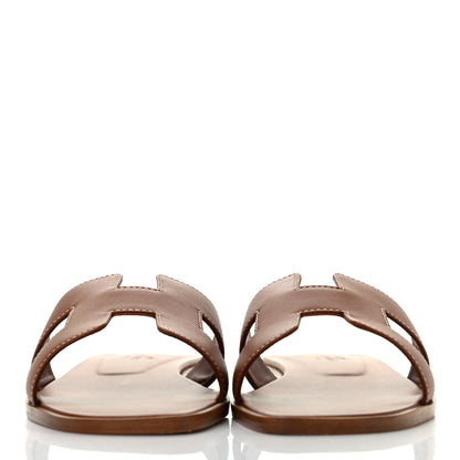 Hermes Box Calfskin Oran Sandals 38 Gold 2 of 7