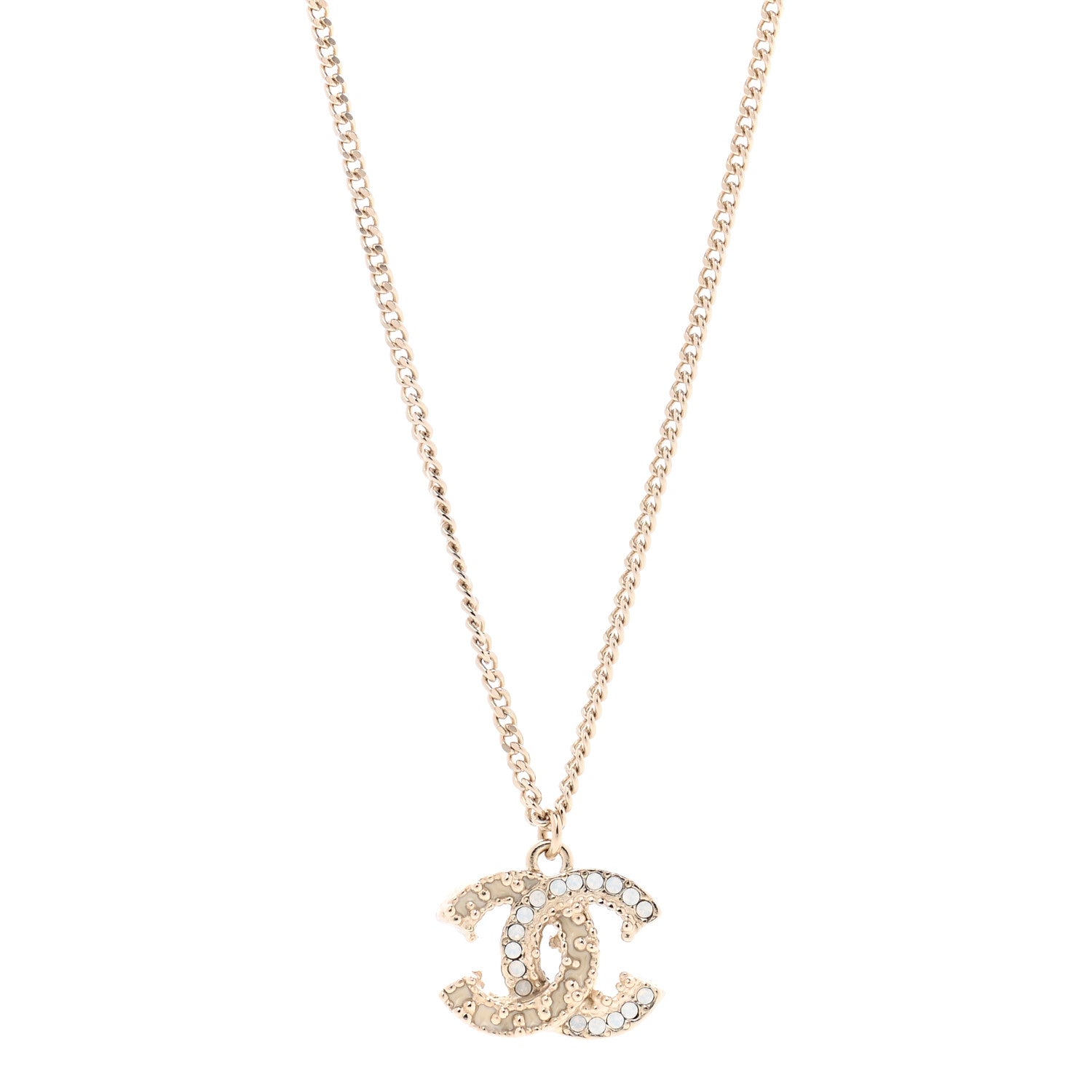 Chanel Crystal CC Pendant Necklace Gold 1 of 10