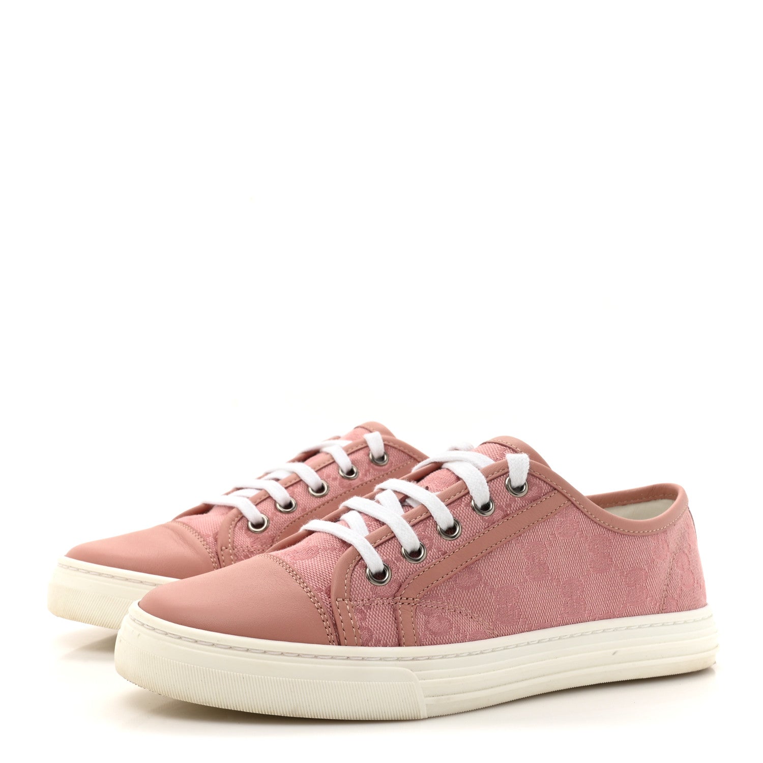 Gucci GG Monogram Calfskin Womens Low Top Sneakers 36.5 Pink Soft Pink 4 of 10