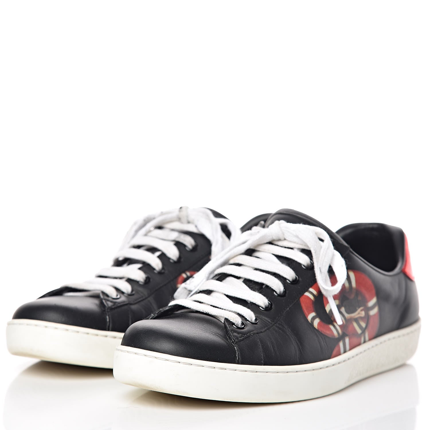 Gucci Calfskin Kingsnake Mens Ace Sneakers 7 Black Multicolor 3 of 18
