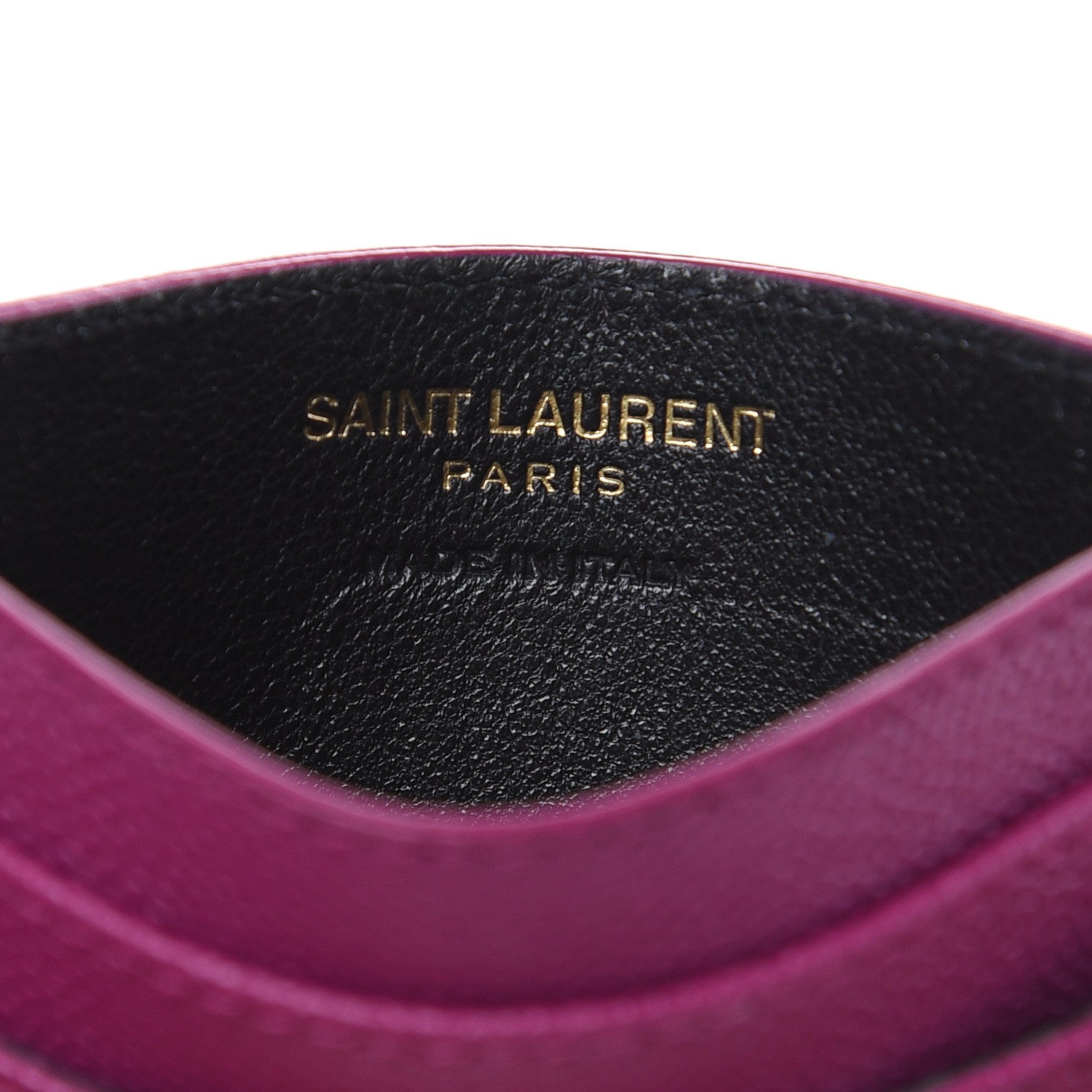 Saint Laurent Grain De Poudre Matelasse Chevron Monogram Credit Card Case Dark Grape 6 of 9