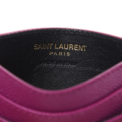 Saint Laurent Grain De Poudre Matelasse Chevron Monogram Credit Card Case Dark Grape 6 of 9