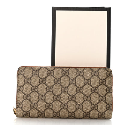 Gucci GG Supreme Monogram Cuoio Toscano Zip Around Wallet Beige Ebony Cuir 12 of 12