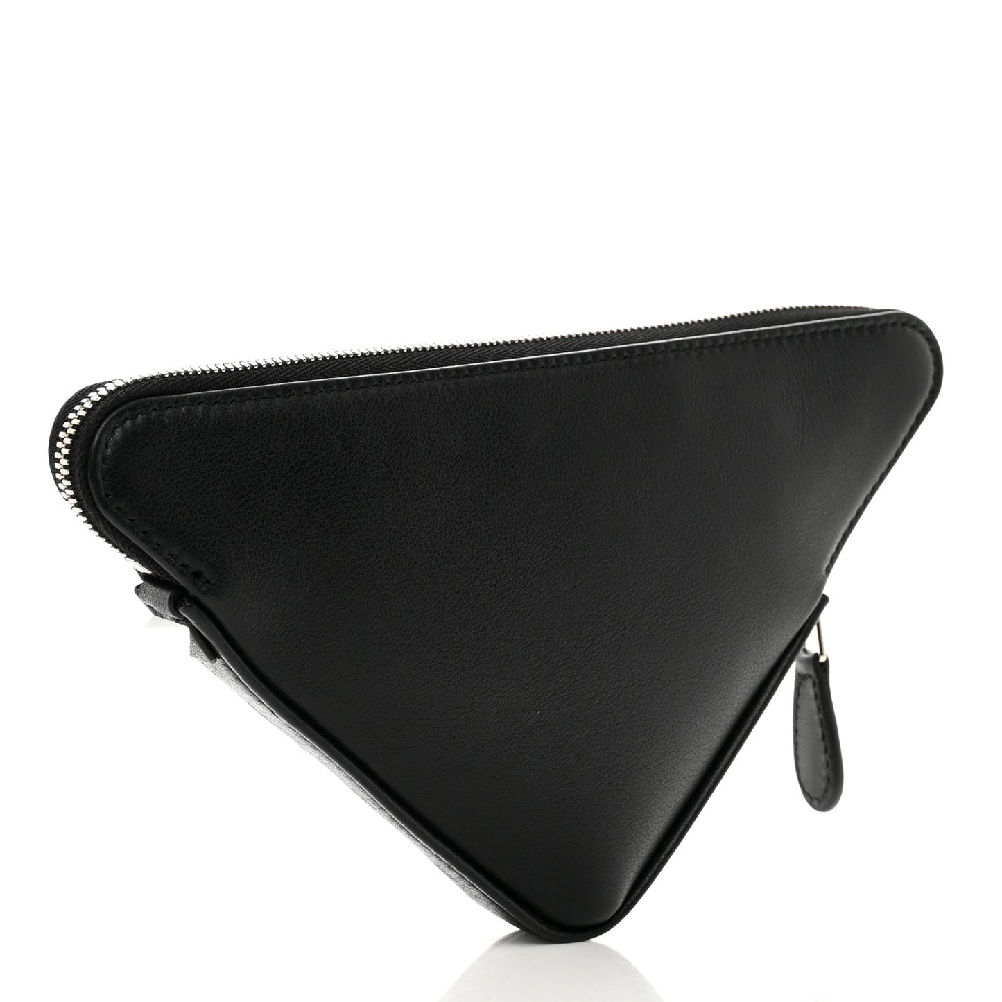 Shiny Day Calfskin M Triangle Pouch Black