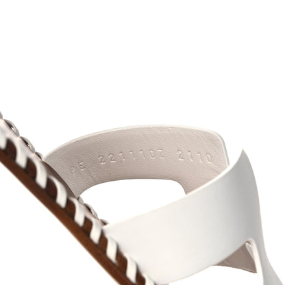 Hermes Box Calfskin Braided Oran Sandals 36.5 White 8 of 10