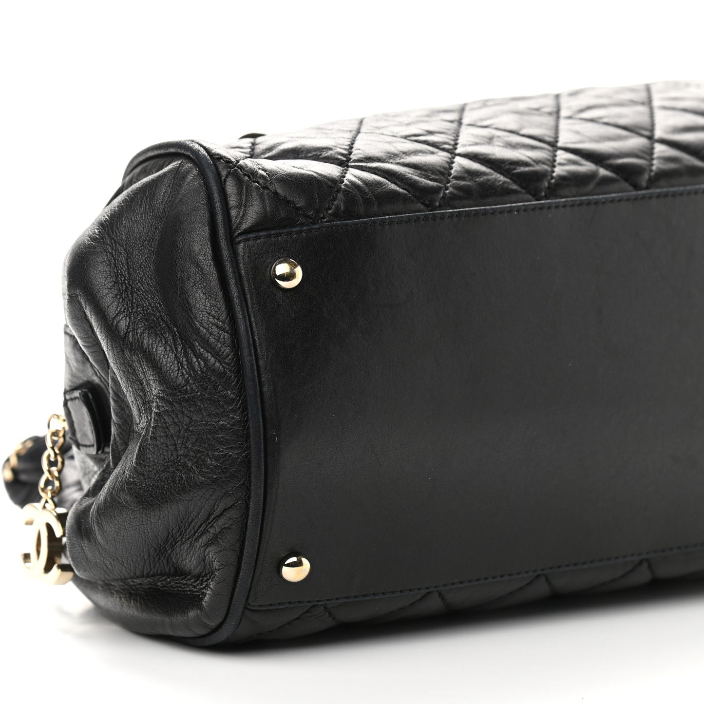 Distressed Lambskin Lady Braid Bowler Black