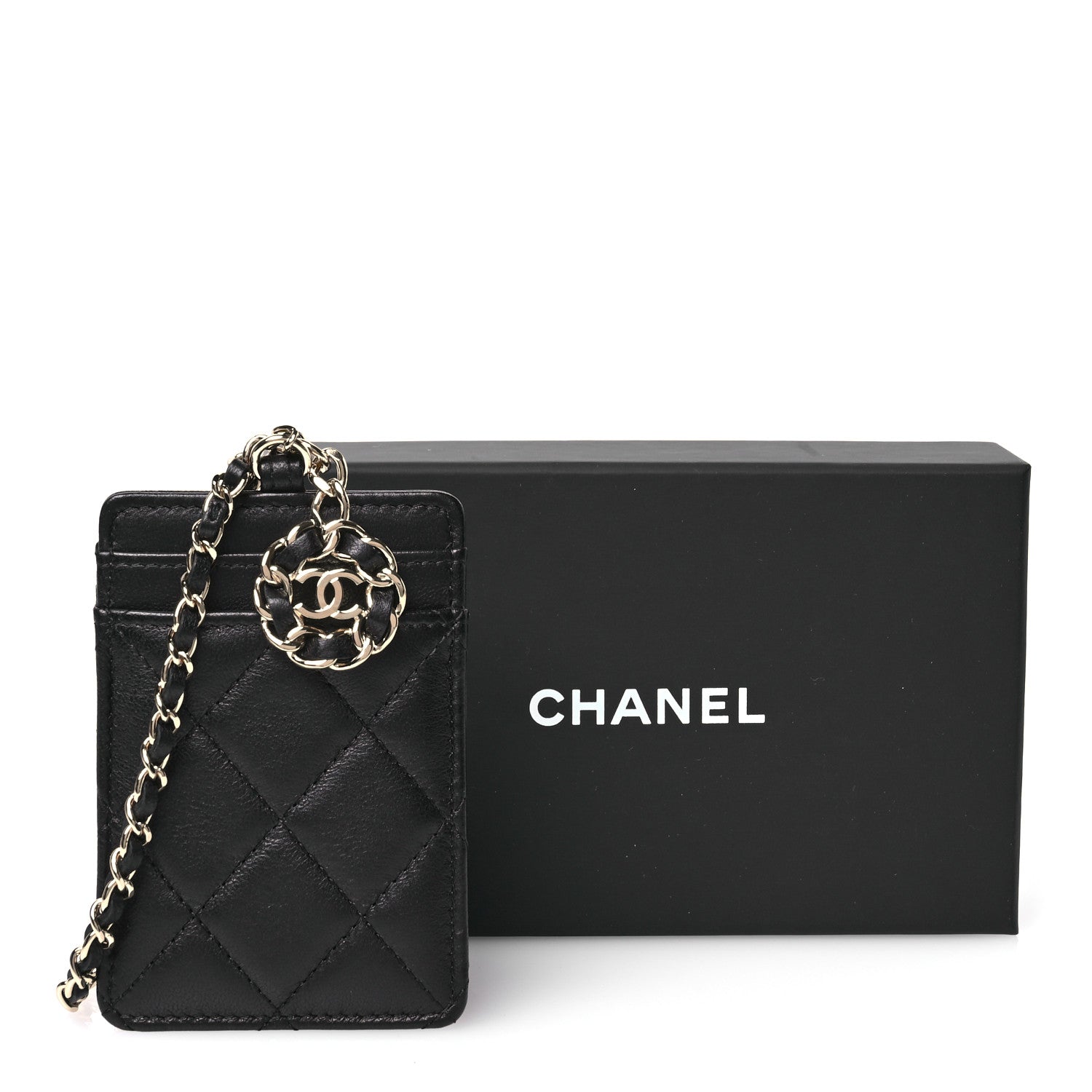 Chanel Lambskin Quilted Card Holder On Chain Black 12 of 12
