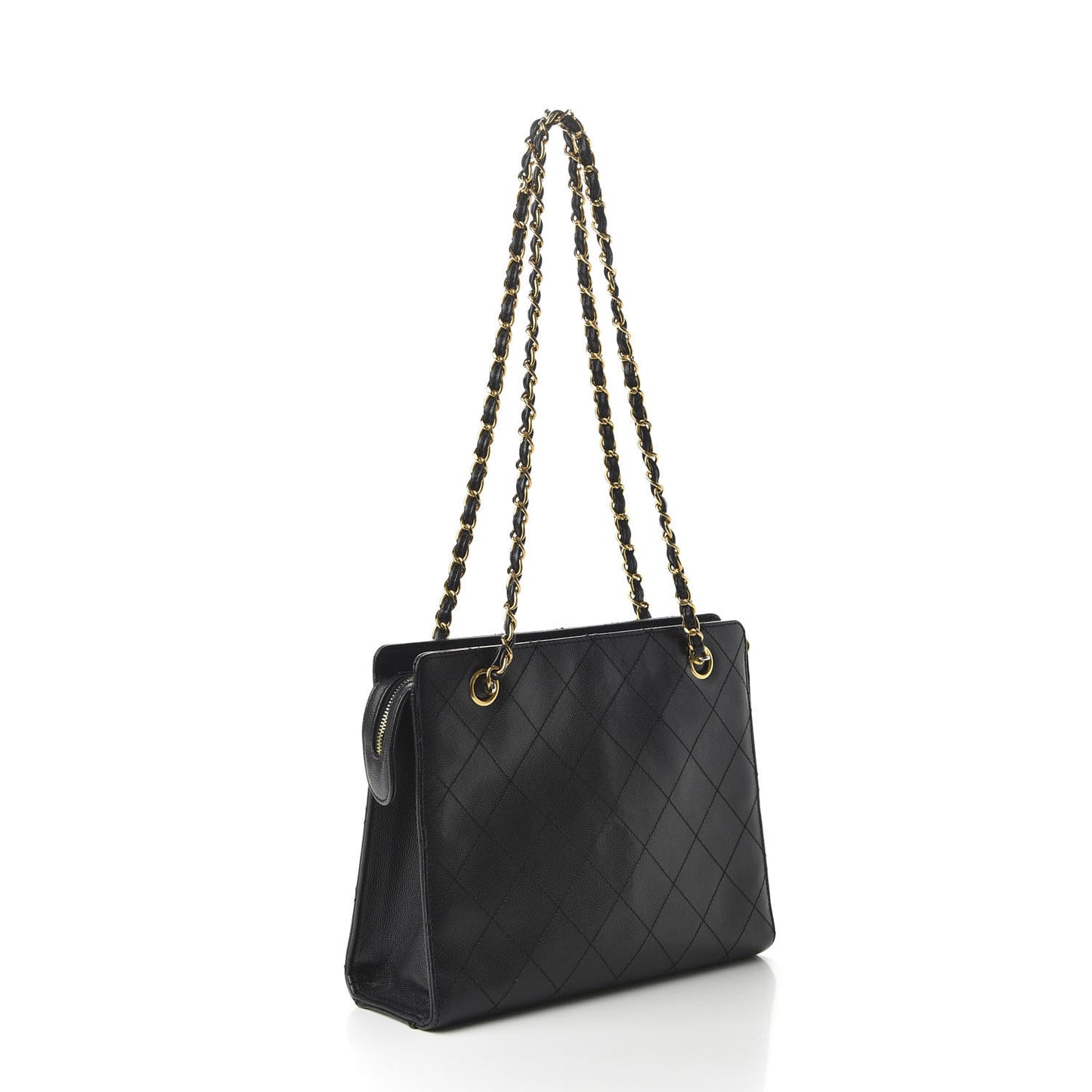 Caviar Diamond Stitched Shoulder Bag Black