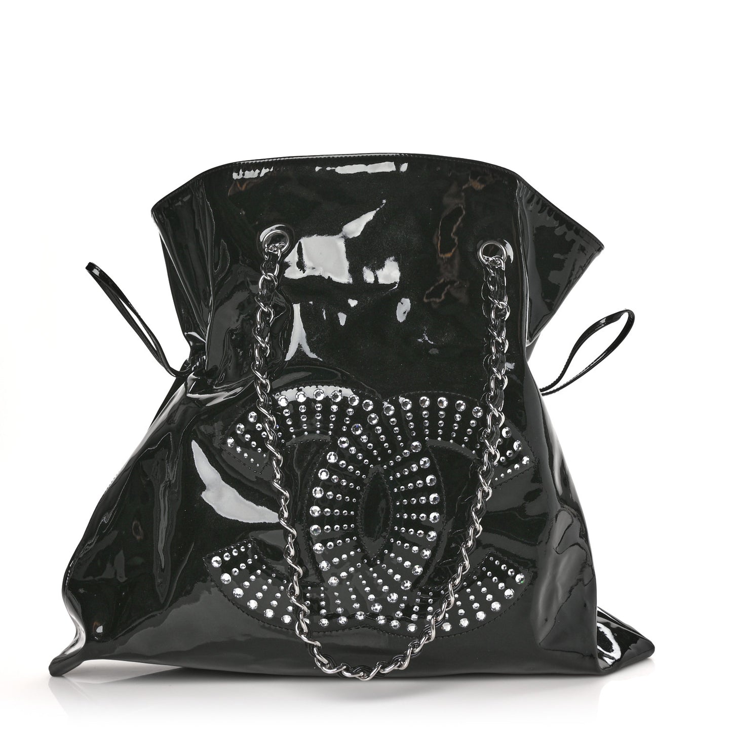 Patent Crystal Strass Bonbons Tote Black