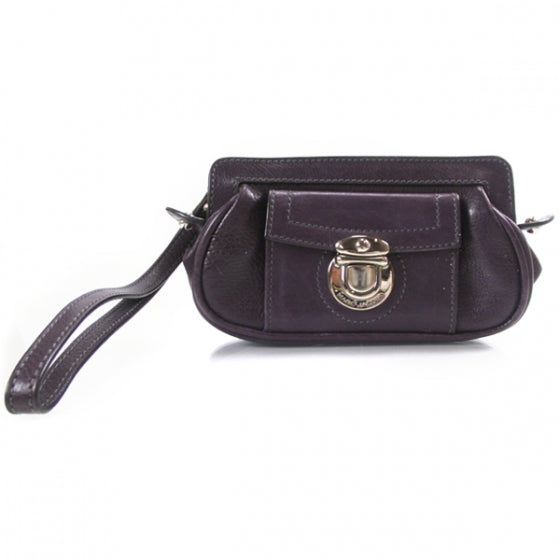Leather Wristlet Purple