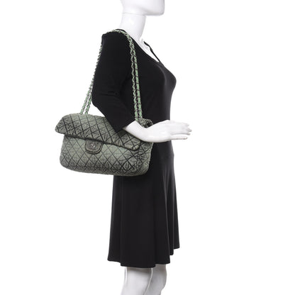 Chanel Denim Quilted Denimpression Flap Green Black 2 of 10