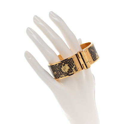 Hermes Lizard Charniere Cuir Wide Hinged Bracelet M Ombre 2 of 5