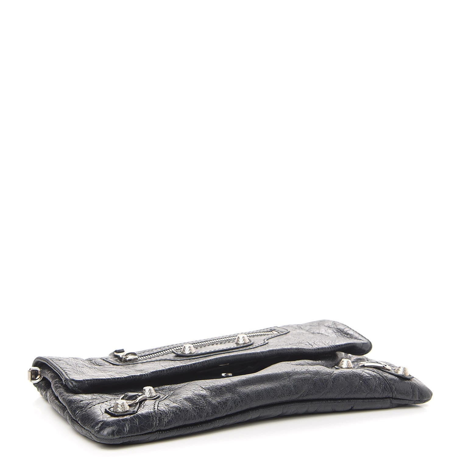 Balenciaga Agneau Giant 12 Silver Hardware Envelope Strap Clutch Black 4 of 8