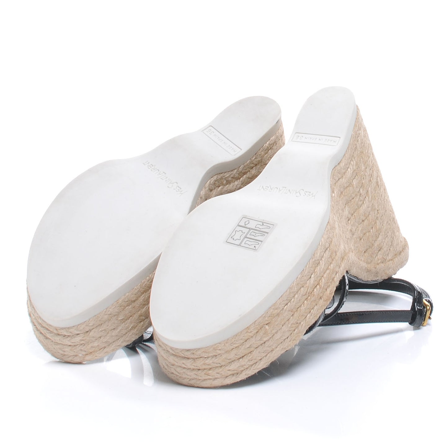 Patent Saint Malo Platform Espadrille Wedge Sandals 36 Black