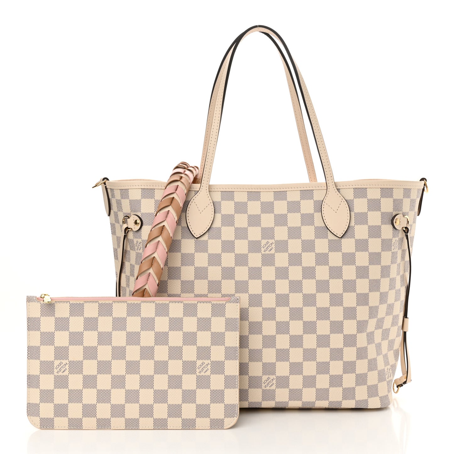 Damier Azur Braided Neverfull MM Pink
