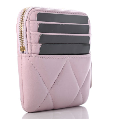 Chanel Quilted Chanel 19 Zip Card Holder Wallet Light Pink 3 of 9