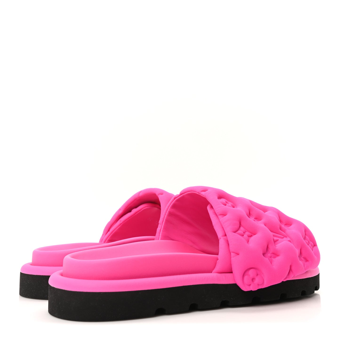 Technical Fabric Embossed Monogram Pool Pillow Comfort Mules 41 Fuchsia