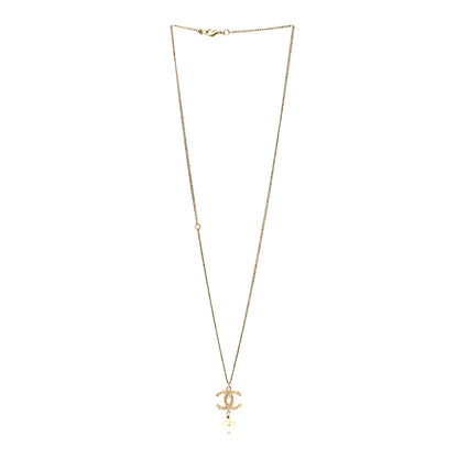 Chanel Crystal Pearl Twisted CC Drop Necklace Gold 3 of 6