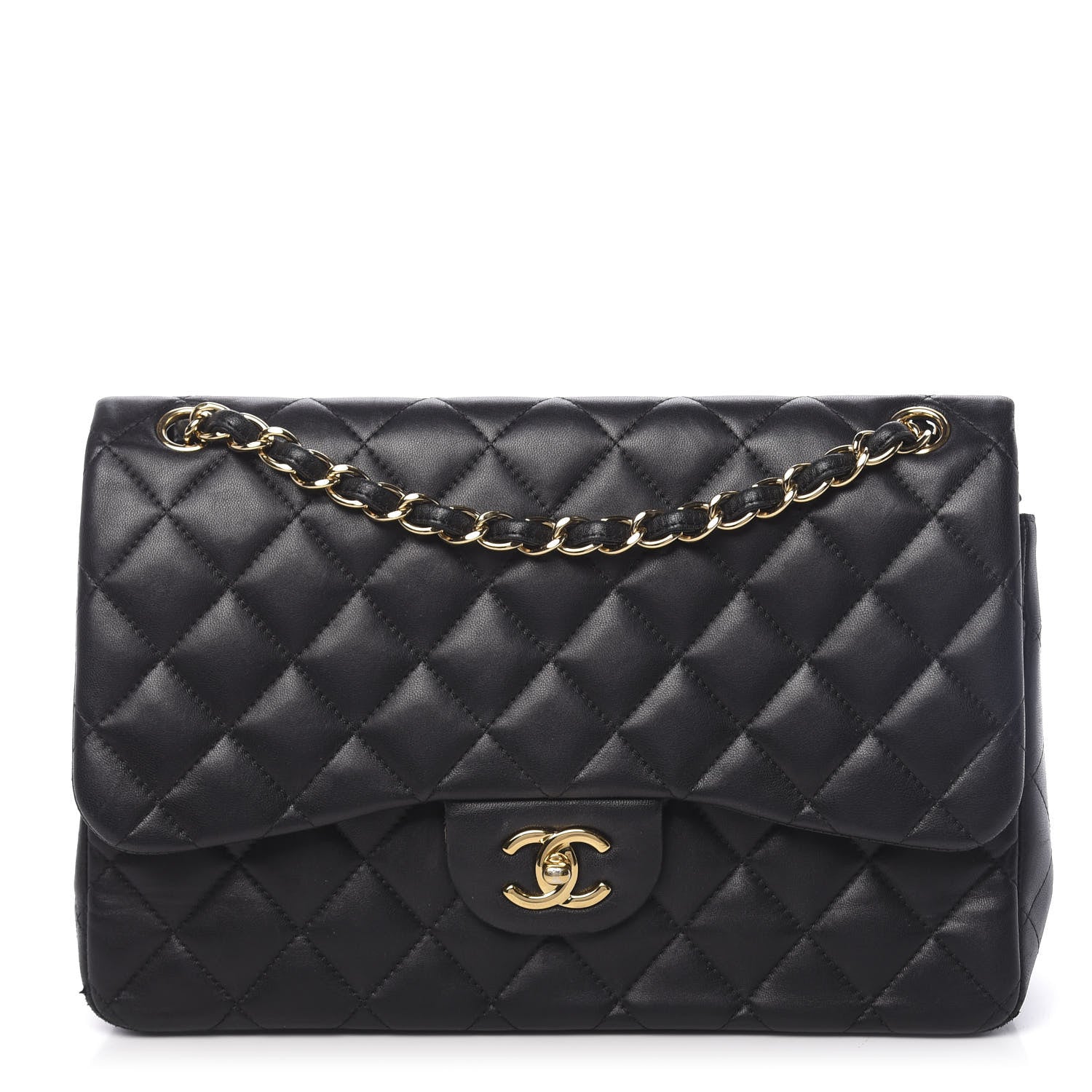 Chanel Lambskin Quilted Jumbo Double Flap Black 1 of 19