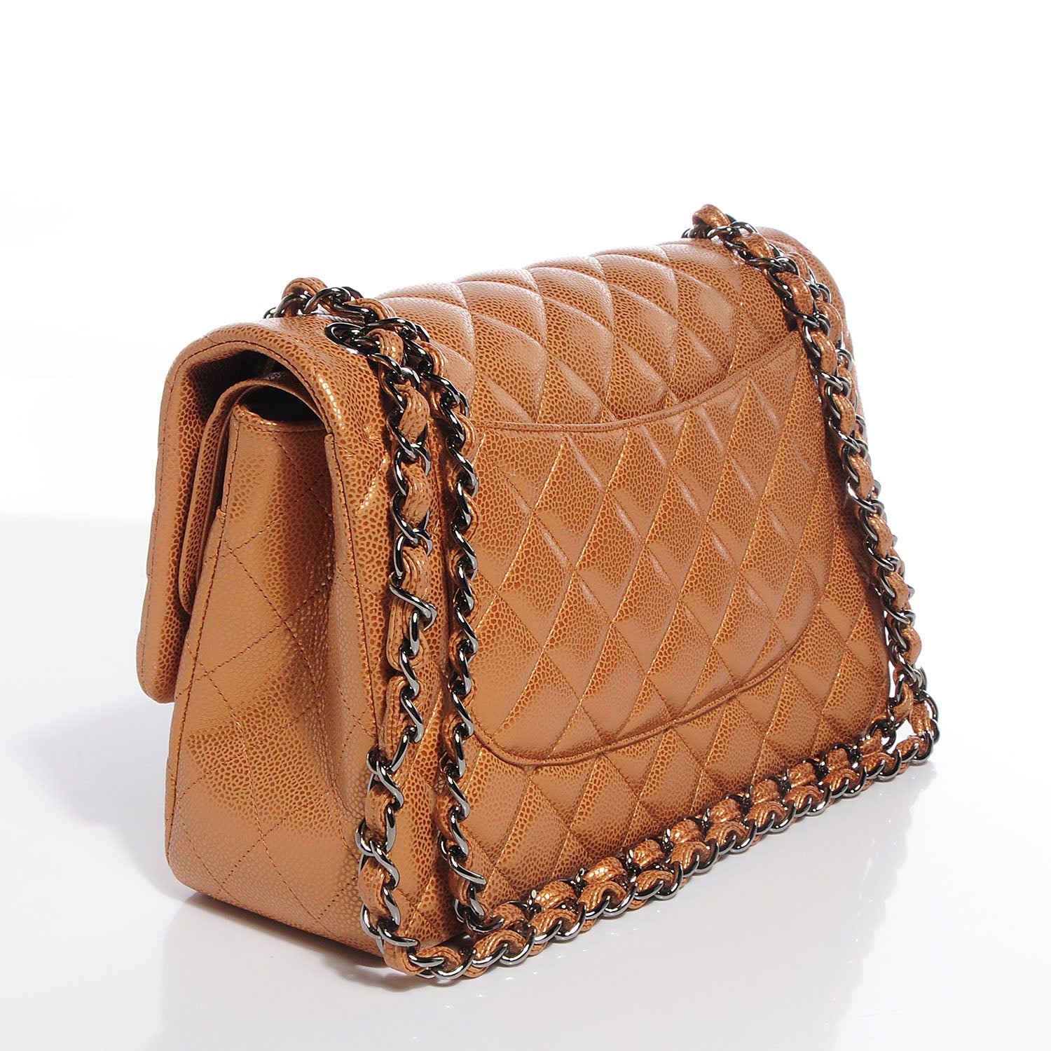 Chanel Metallic Caviar Quilted Jumbo Double Flap Copper 3 of 8