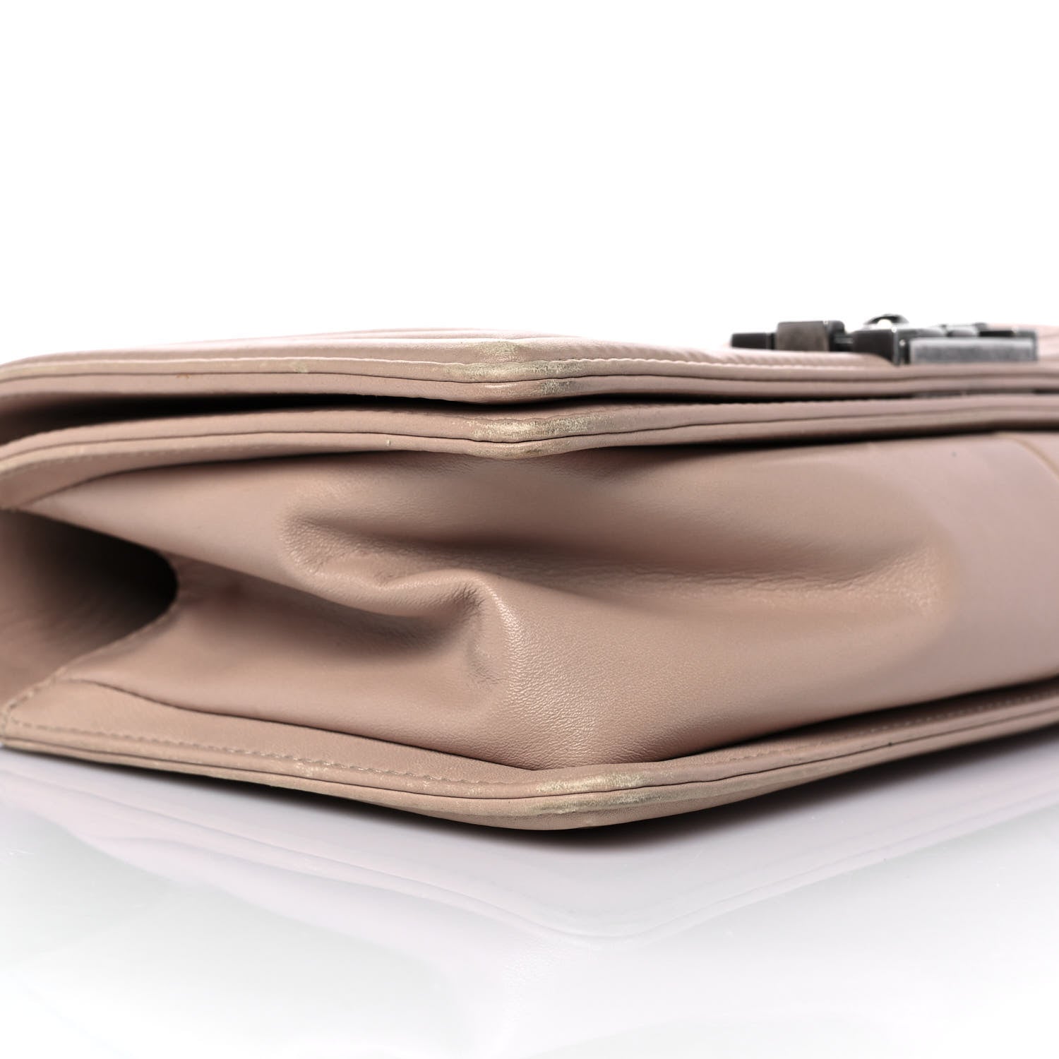 Chanel Lambskin Chevron Quilted Medium Boy Flap Beige 8 of 9