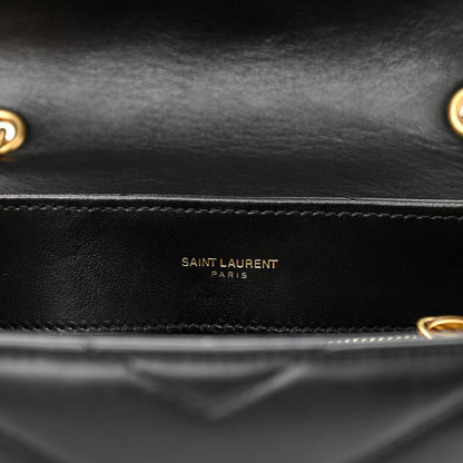 Saint Laurent Calfskin Y Quilted Monogram Small Loulou Chain Satchel Black 6 of 11