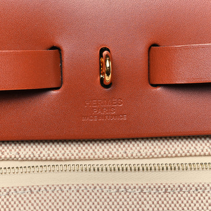 Hermes Vache Hunter Toile H Brides de Gala Herbag Zip Retourne 31 PM Cuivre Ecru Beige 7 of 12