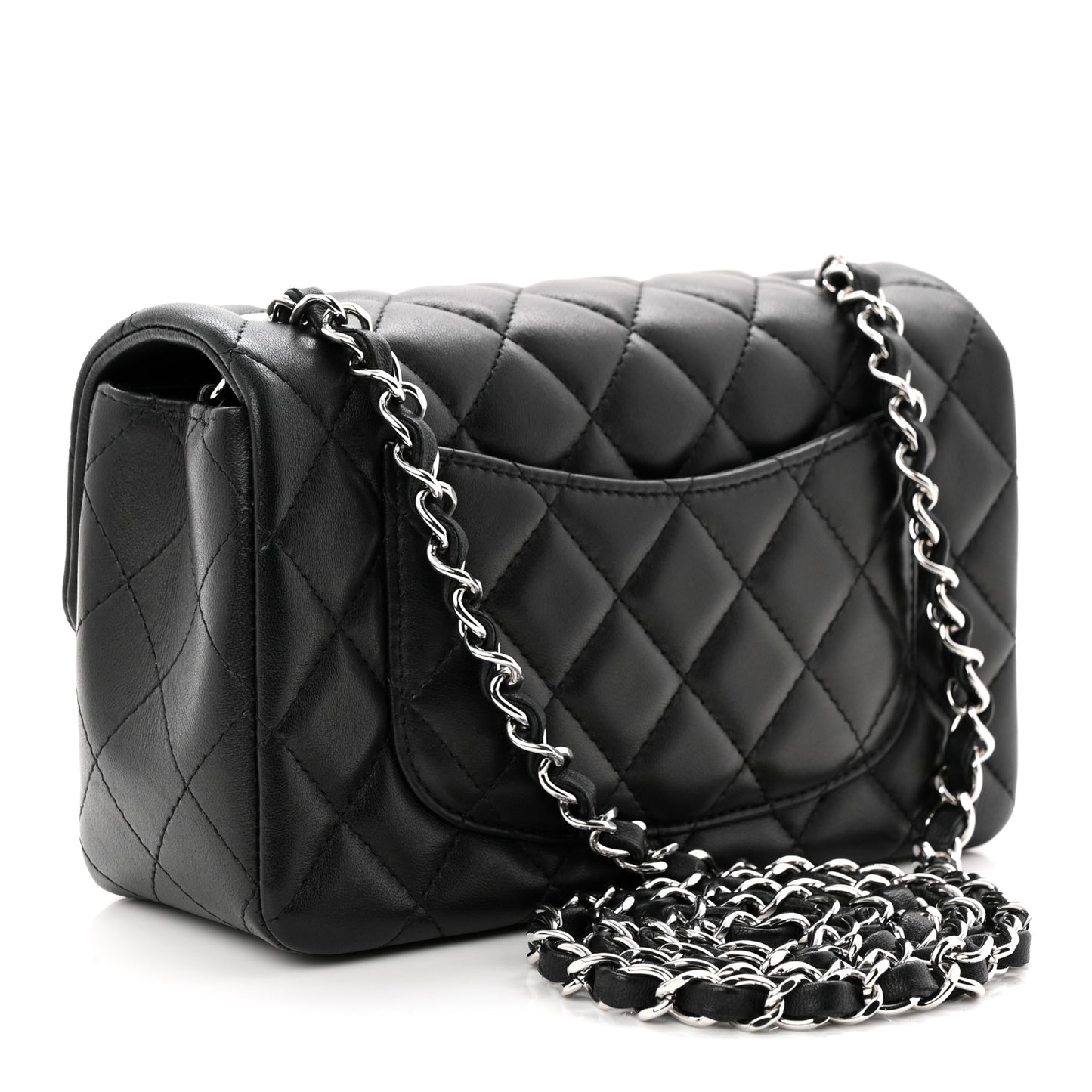 Lambskin Quilted Mini Rectangular Flap Black