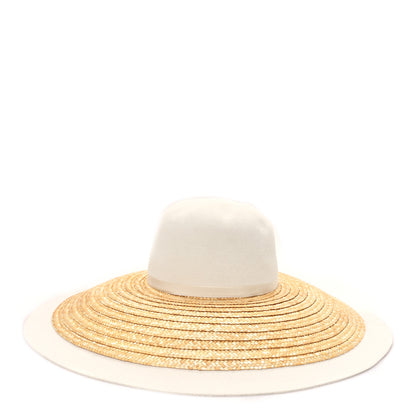 Gucci Straw Felt Wide Brim Hat S Beige White 5 of 10