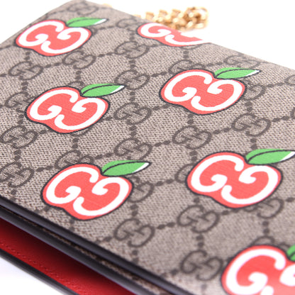 Gucci GG Supreme Monogram Apple Chain Wallet Beige Multicolor Lobster Red 9 of 11