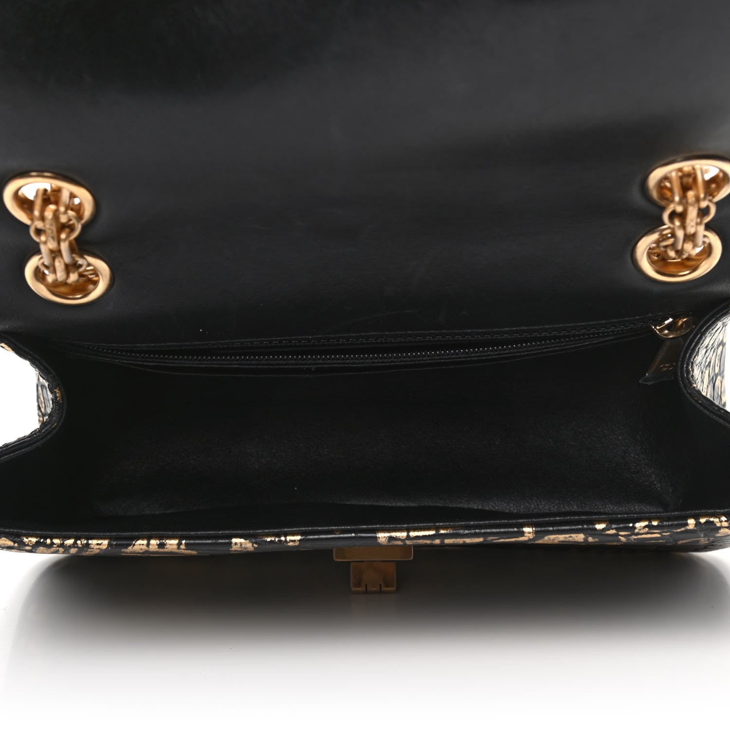 Chanel Calfskin Crocodile Embossed Graffiti 2.55 Mini Cocodile Reissue Flap Black Gold 5 of 10