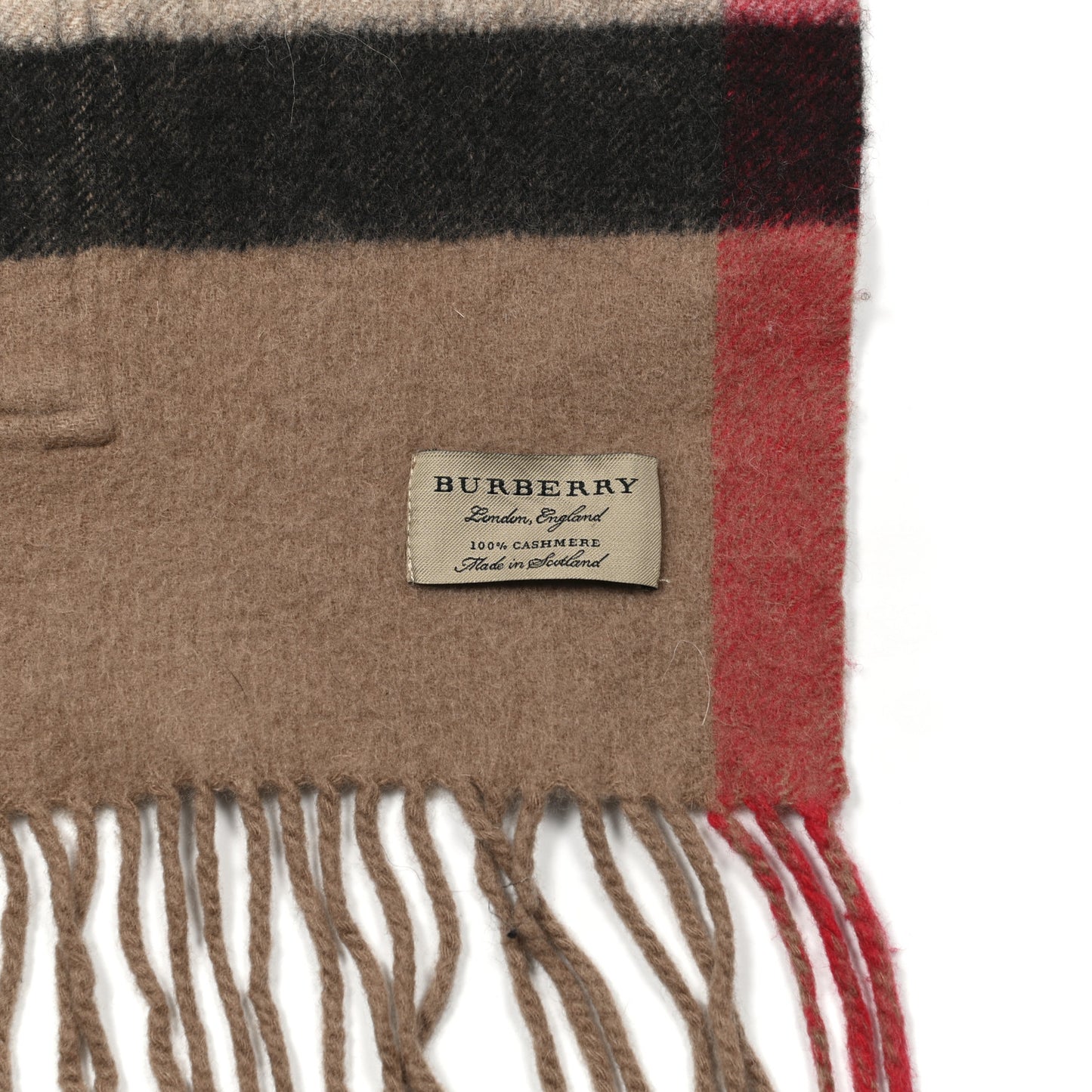 Cashmere Wool Nova Check St. Helene Blanket Fringe Scarf Camel