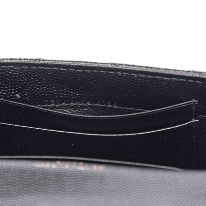 Saint Laurent Grain De Poudre Matelasse Chevron Small Monogram Envelope Wallet Black 6 of 7