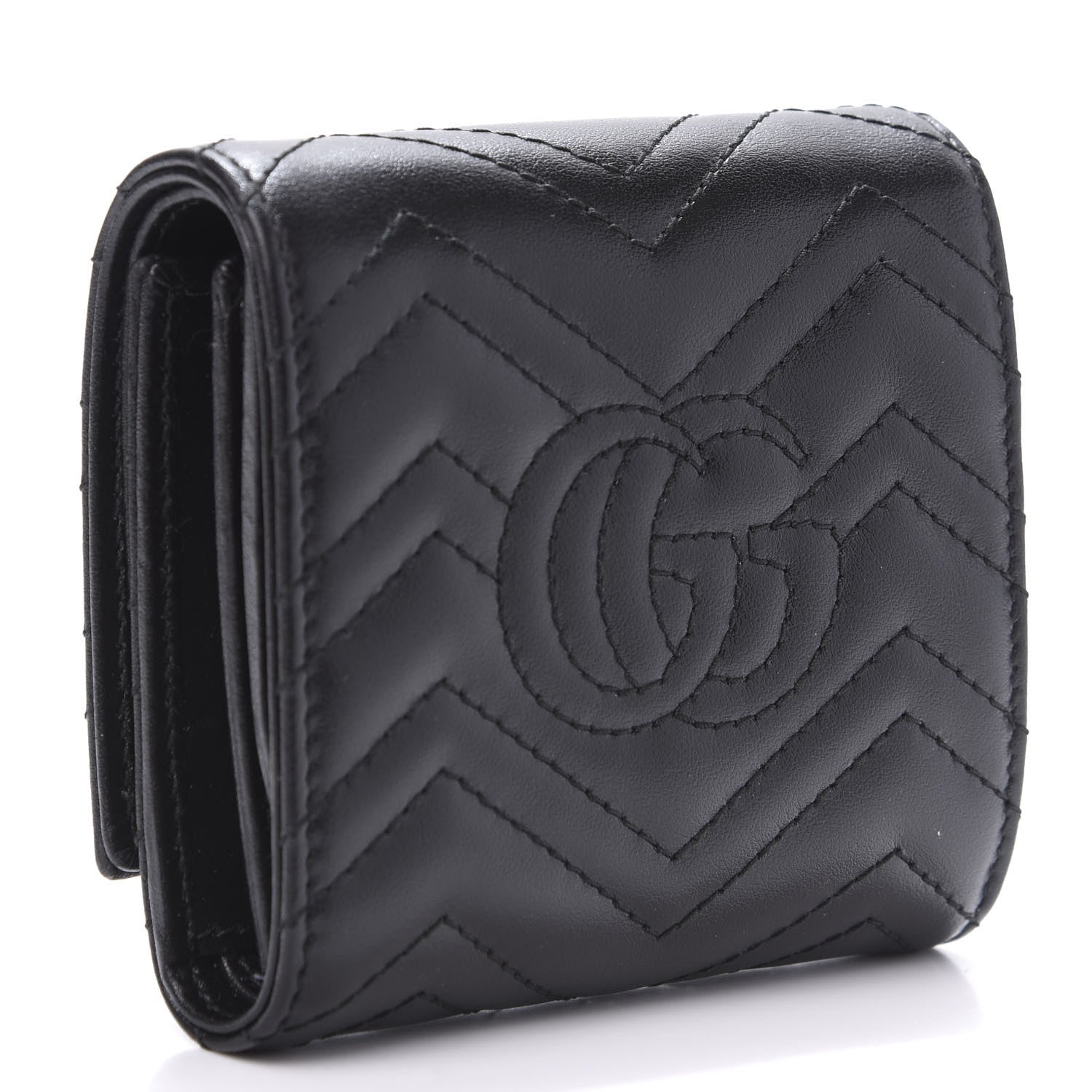 Gucci Calfskin Matelasse GG Marmont Medium Wallet Black 3 of 6