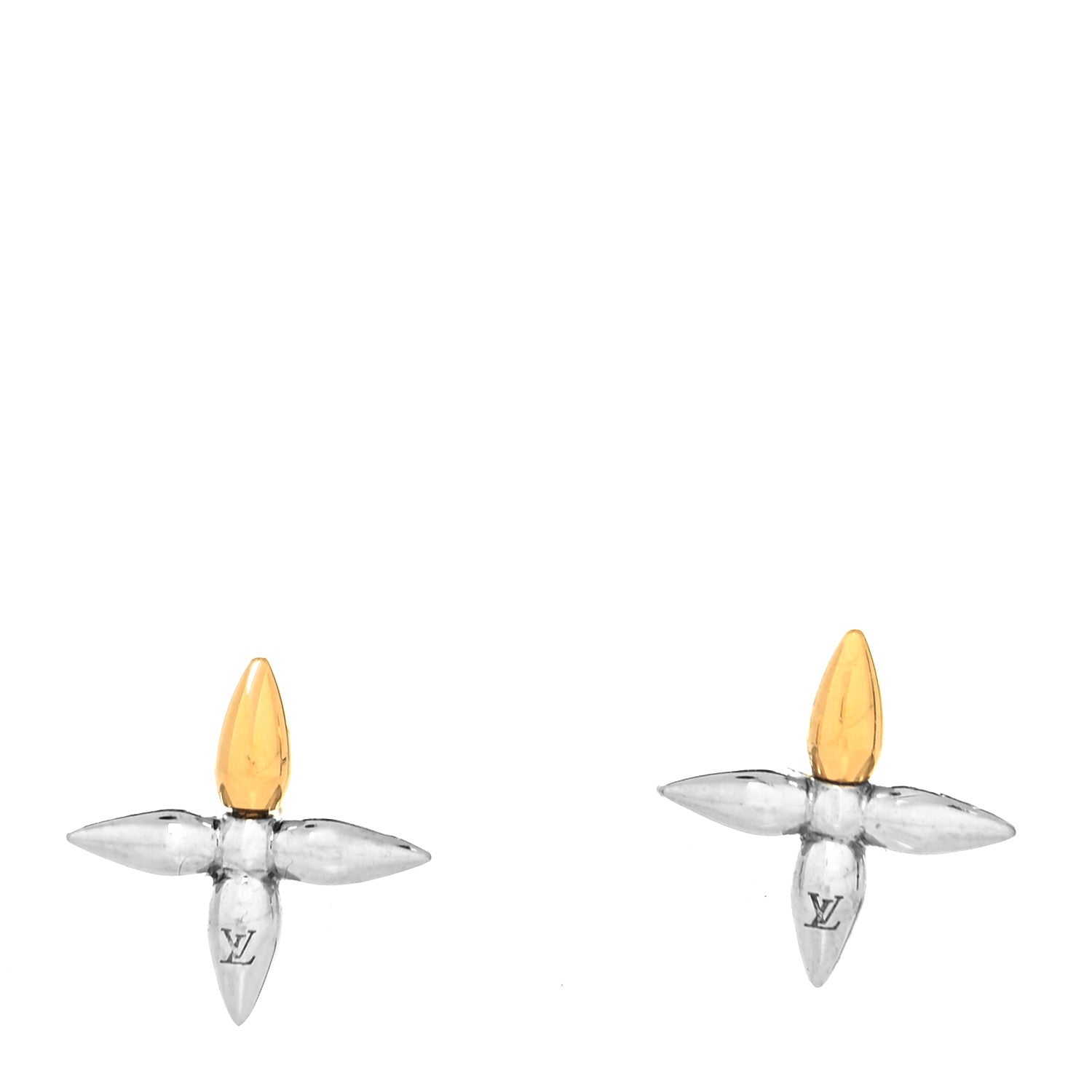 Louis Vuitton Metal Louisette Earrings Silver Gold 1 of 4