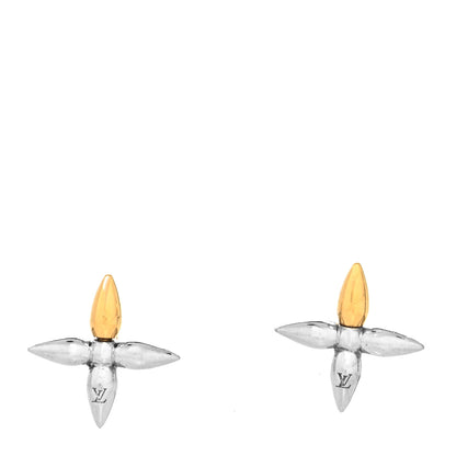 Louis Vuitton Metal Louisette Earrings Silver Gold 1 of 4