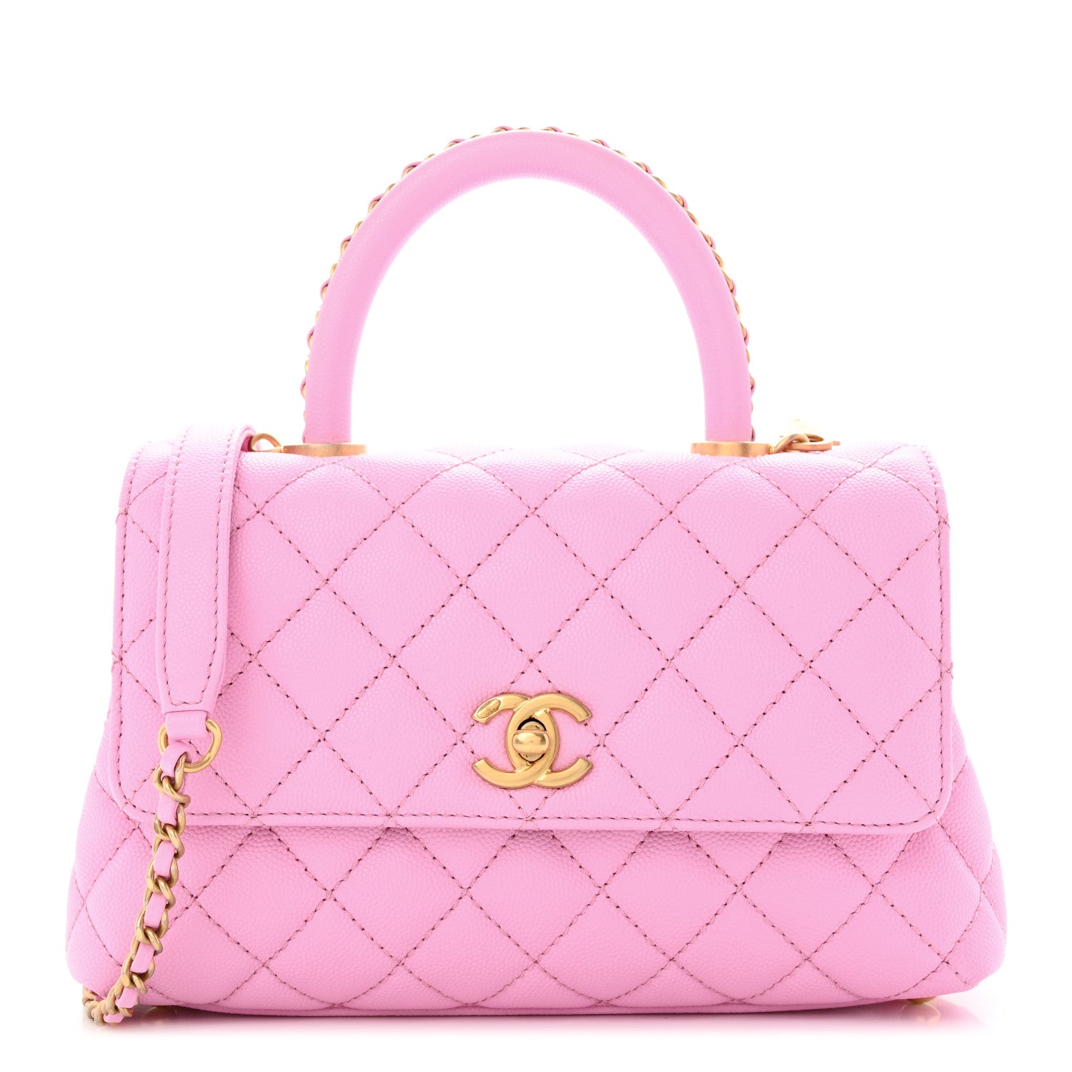 Chanel Caviar Quilted Mini Coco Chain Handle Flap Pink 1 of 10