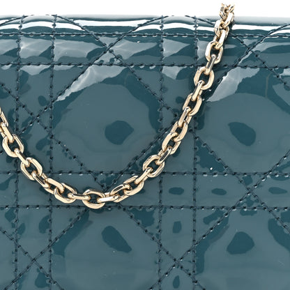 Christian Dior Patent Cannage Nano Lady Dior Pouch Turquoise 8 of 10