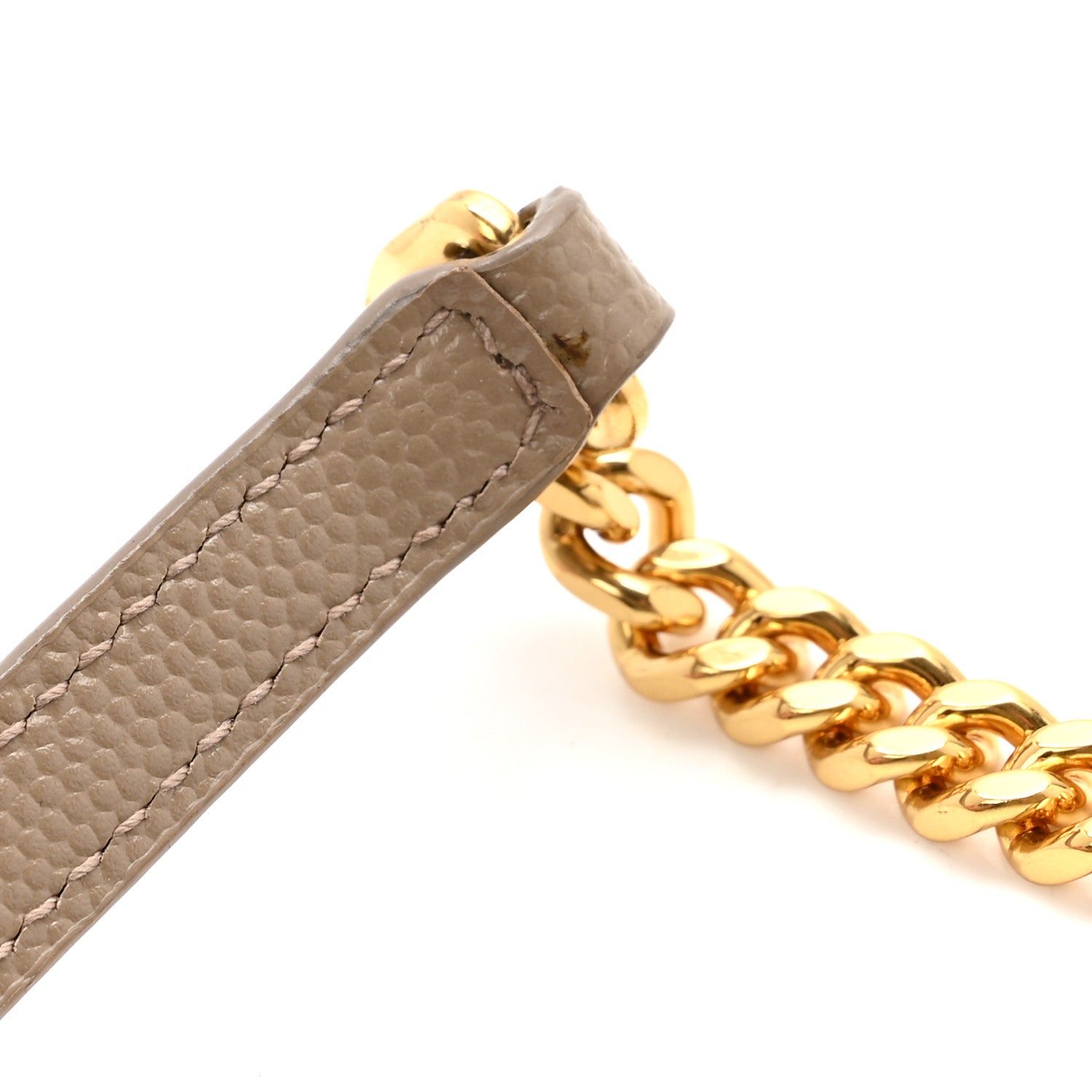 Saint Laurent Grain De Poudre Matelasse Chevron Monogram Envelope Chain Wallet Dark Beige 16 of 17