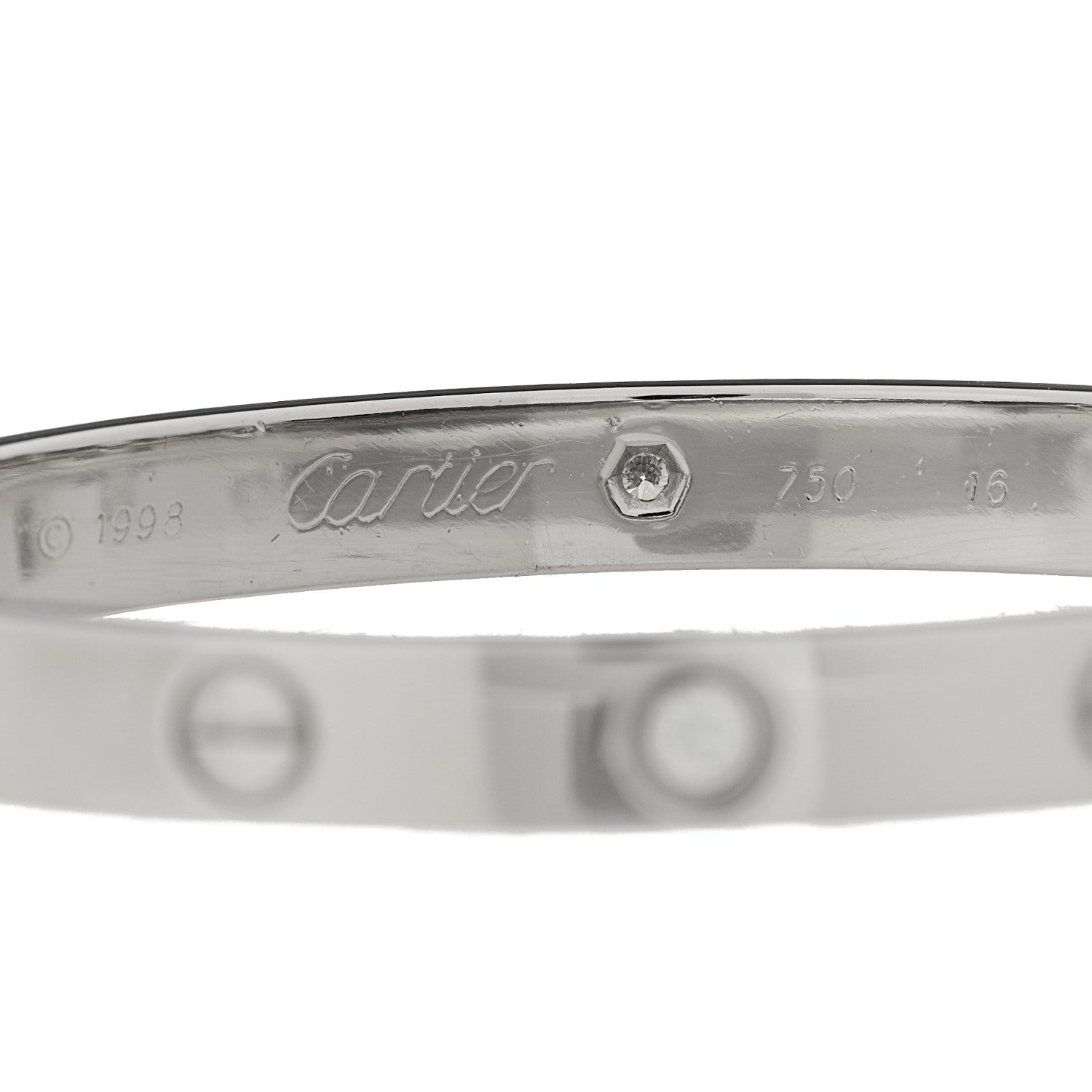 Cartier 18K White Gold 6 Diamond LOVE Bracelet 16 1856207