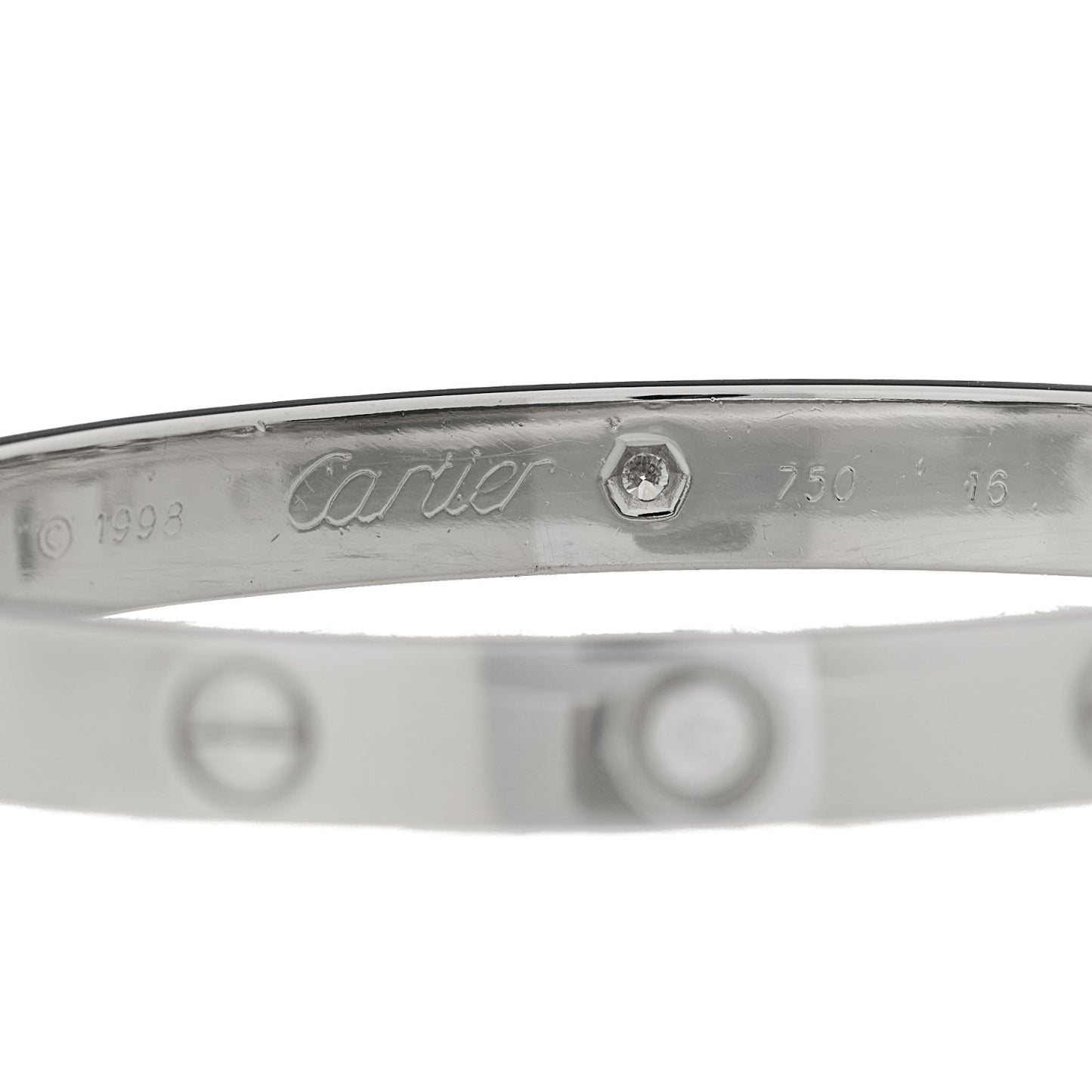 18K White Gold 6 Diamond LOVE Bracelet 16