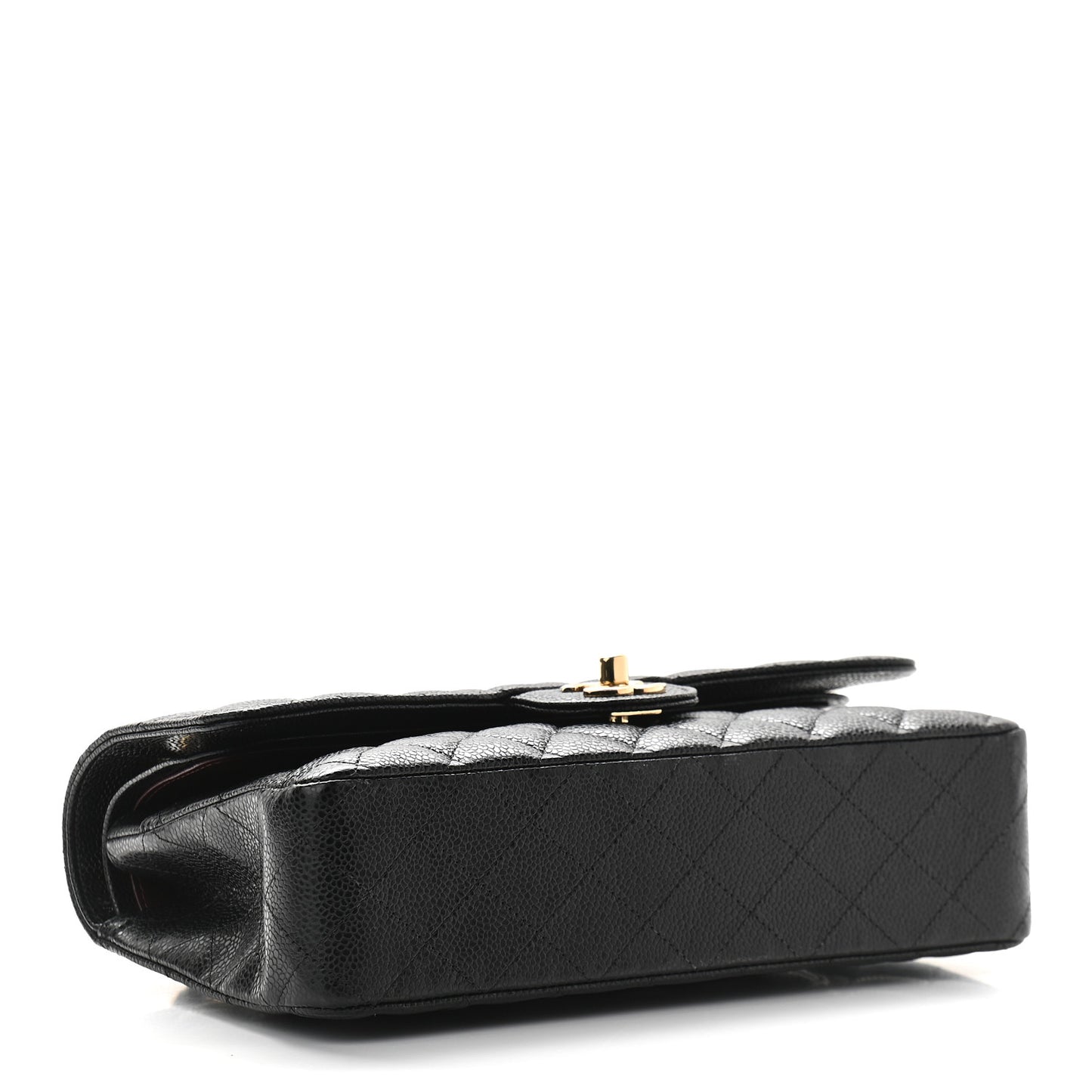 Caviar Quilted Medium Double Flap Black
