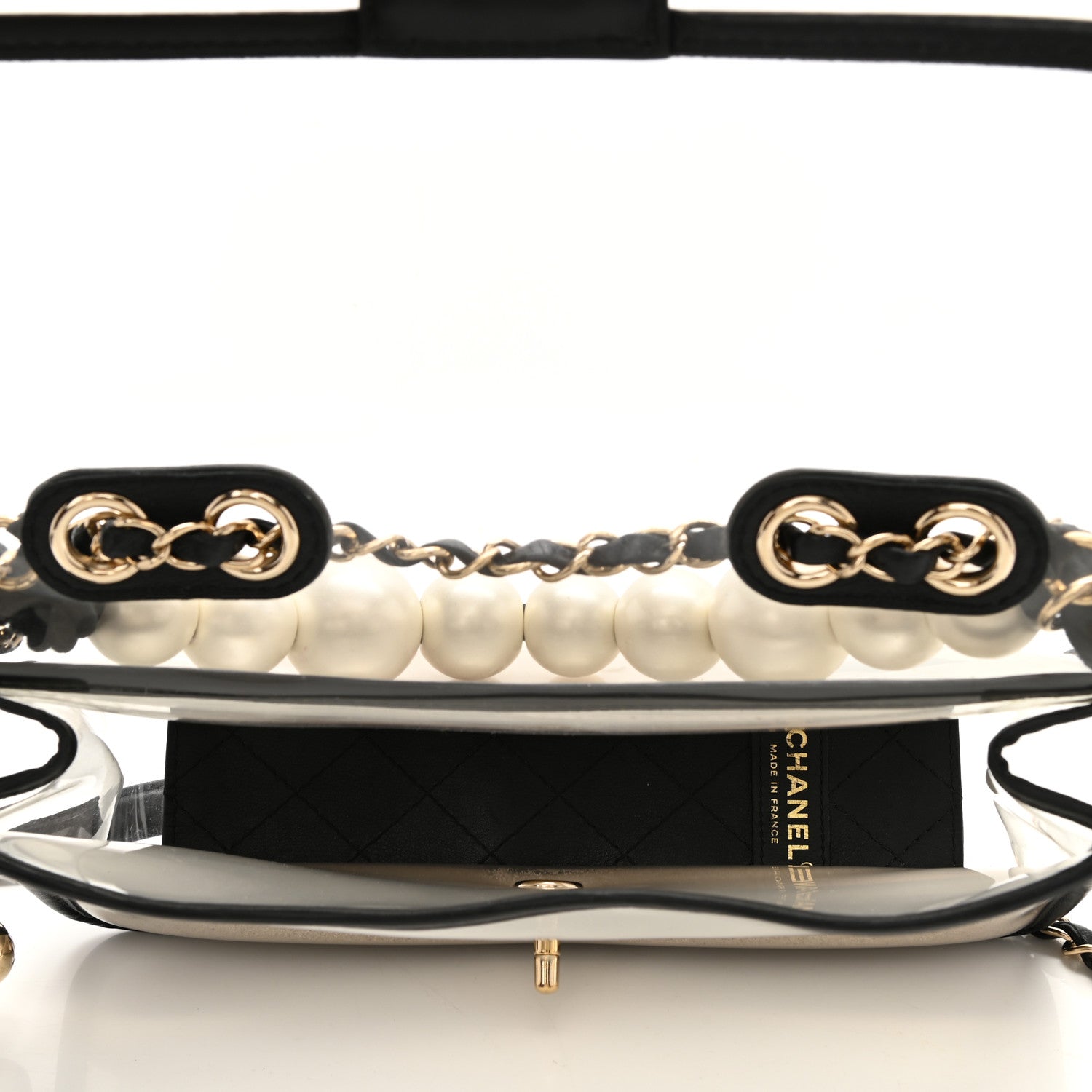 Chanel Lambskin PVC Sand By The Sea Flap With Pearl Strap Black 5 of 8