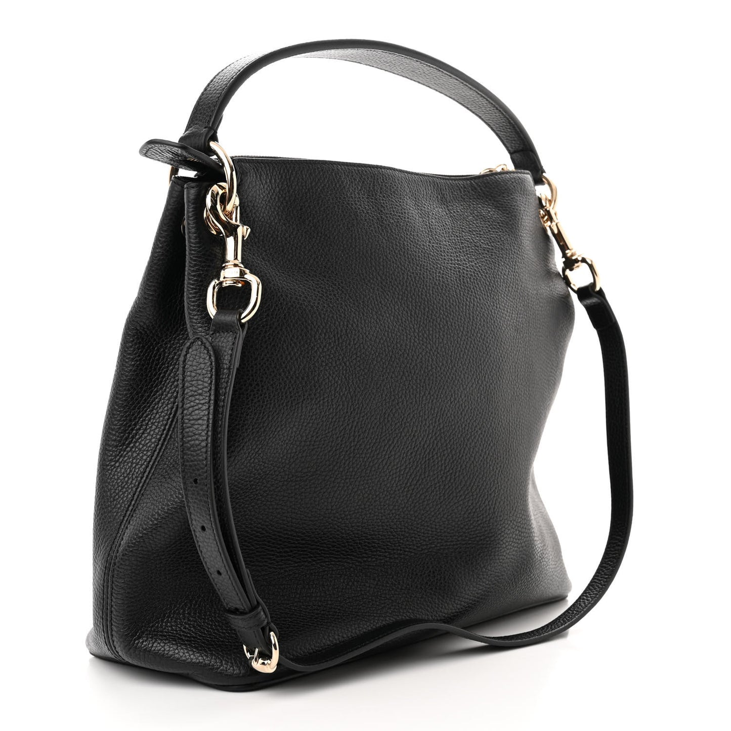 Pebbled Calfskin Large Soho Hobo Black