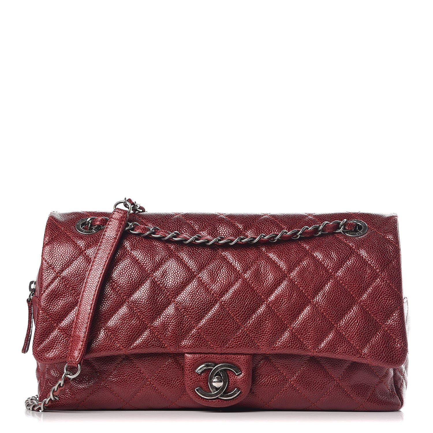 Chanel Iridescent Caviar Quilted Large Chic Flap Red 1 of 12