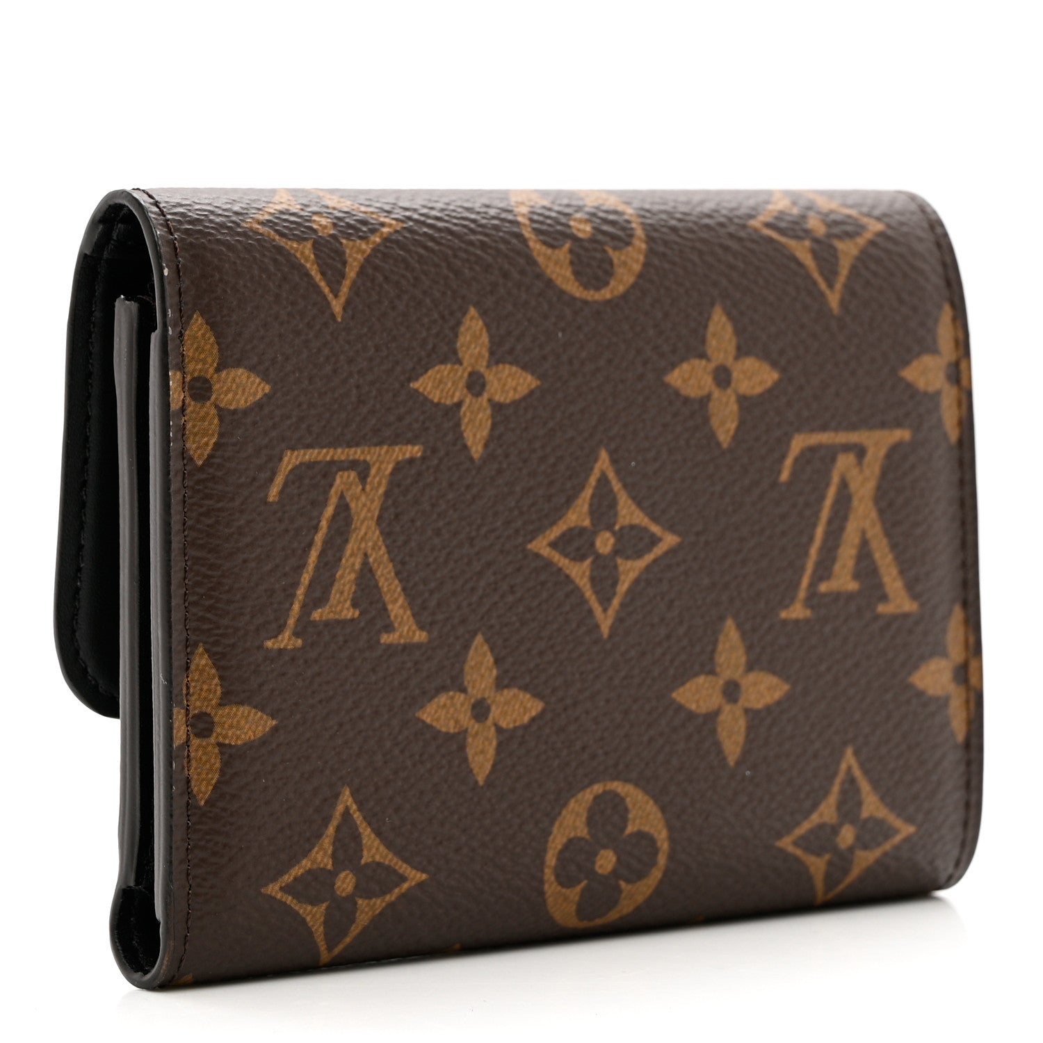 Louis Vuitton Monogram Flower Lock Compact Wallet Black 3 of 7