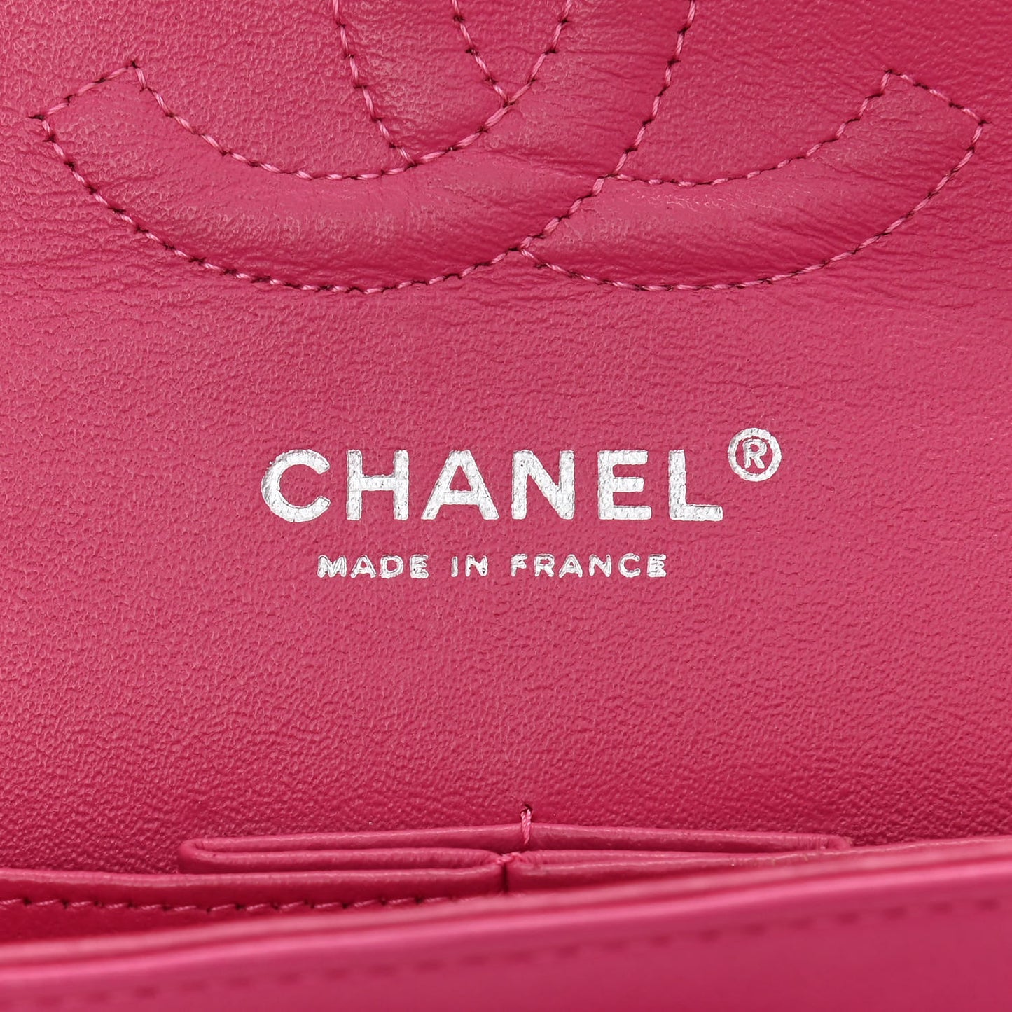 Patent Quilted Medium Double Flap Fuchsia